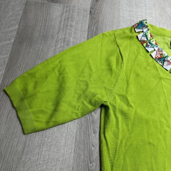 Design Options Philip Jane Gordon Sweater Medium Floral Collar Short Sleeve - Picture 2 of 10